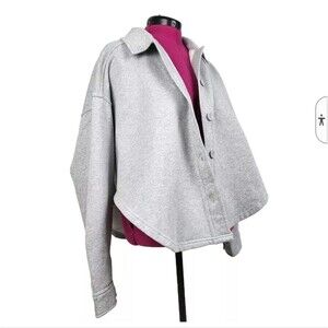 Good American Grey Cropped Shacket Sweatshirt Jacket Plus Size 5/6 2XL 3XL